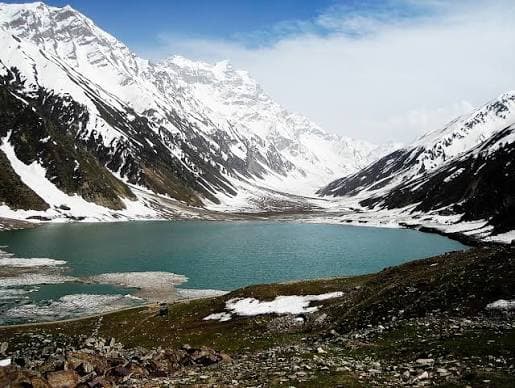 Lake Saif-ul-Malook with snow-capped Malika Parbat in Naran Valley, Khyber Pakhtunkhwa